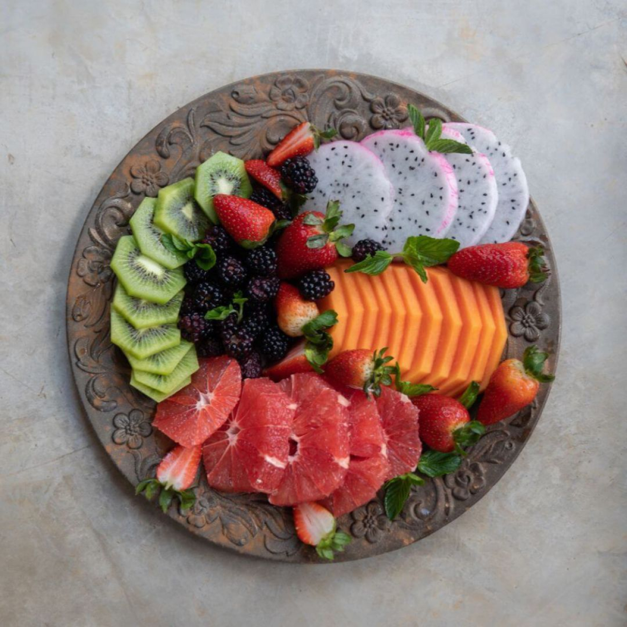 One fruit plate prepared by a private chef