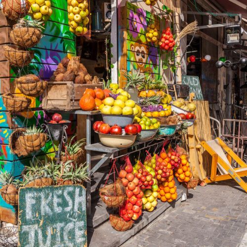 Fresh fruit stand, colorful