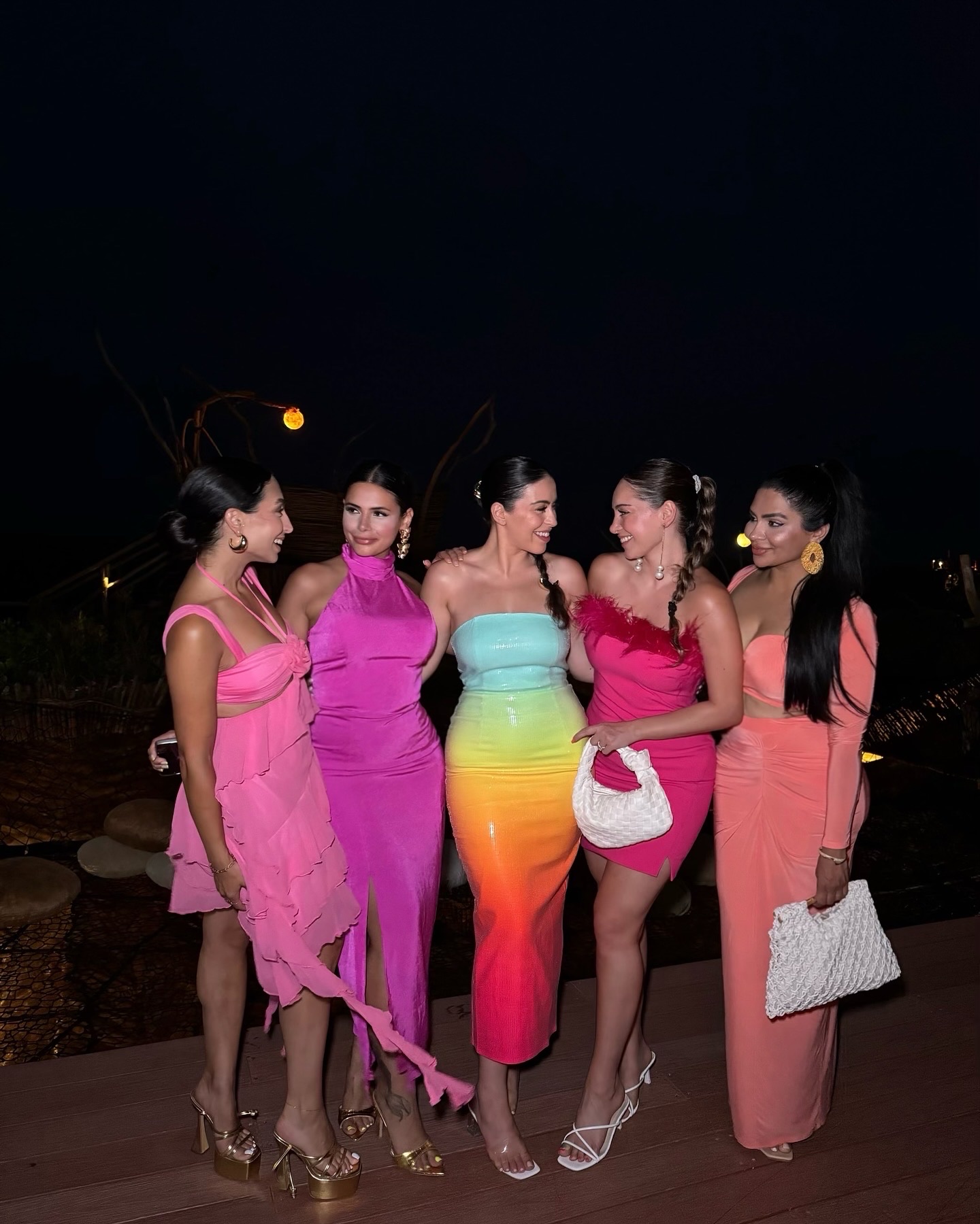 Bacheloretttes celebrating in Tulum at night
