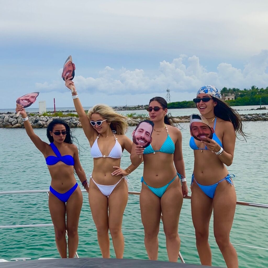 Bachelorette group enjoying sunny day at Tulum beach