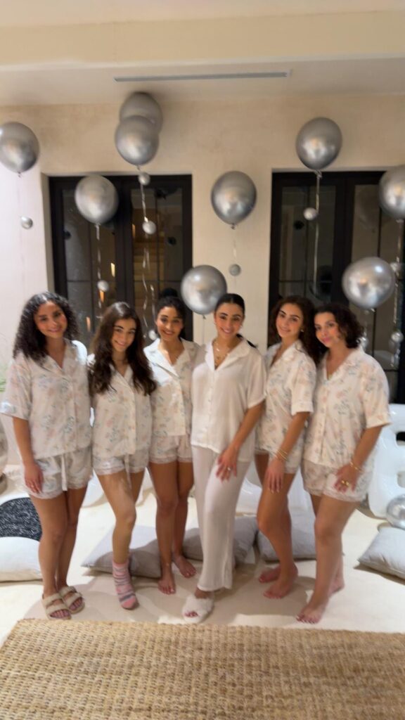 Bachelorettes in matching pijamas